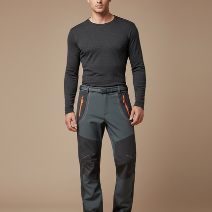 Pantalon De Pluie Gris Imperméable Randonnée Homme - Polyester