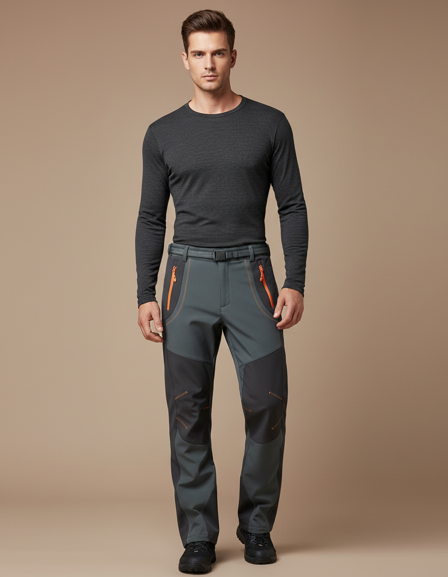 Pantalon De Pluie Gris Imperméable Randonnée Homme - Polyester