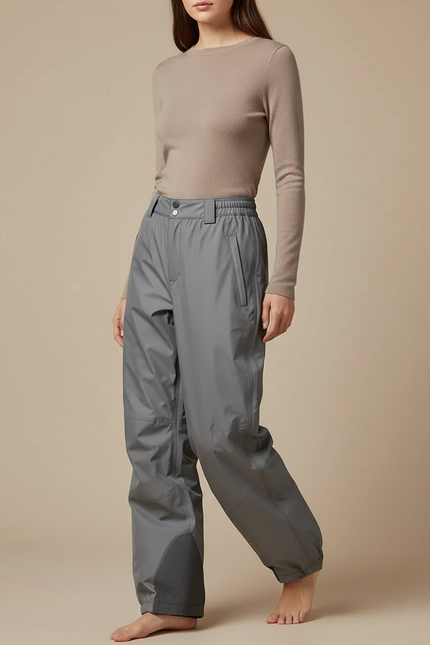 Pantalon De Pluie Gris Ample Imperméable Décontracté Femme - Polyester
