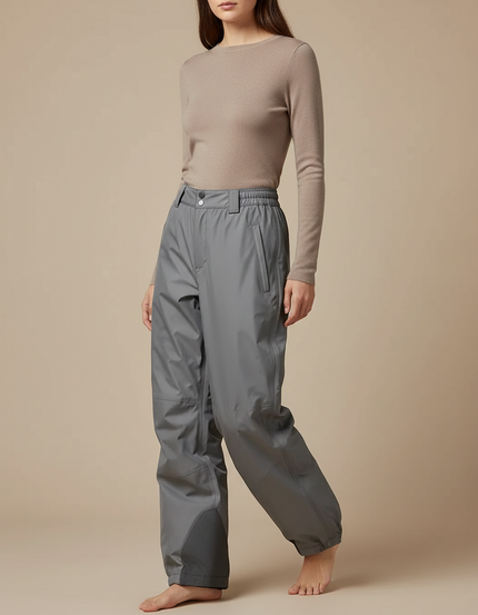 Pantalon De Pluie Gris Ample Imperméable Décontracté Femme - Polyester