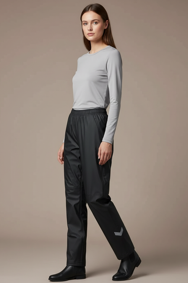 Pantalon De Pluie Noir Imperméable Femme Décontracté Stylé - Polyester
