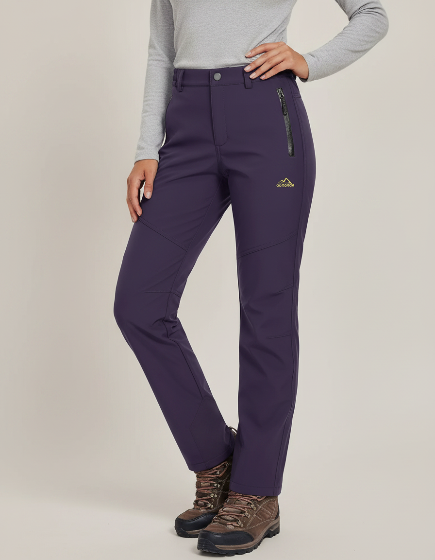 Pantalon De Pluie Violet Doublé Polaire Imperméable Femme - Polyester