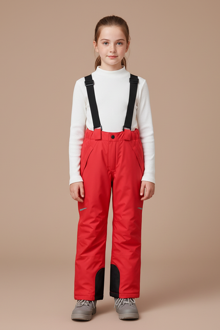 Pantalon De Pluie Rouge Imperméable Enfant Salopette Hiver - Polyester