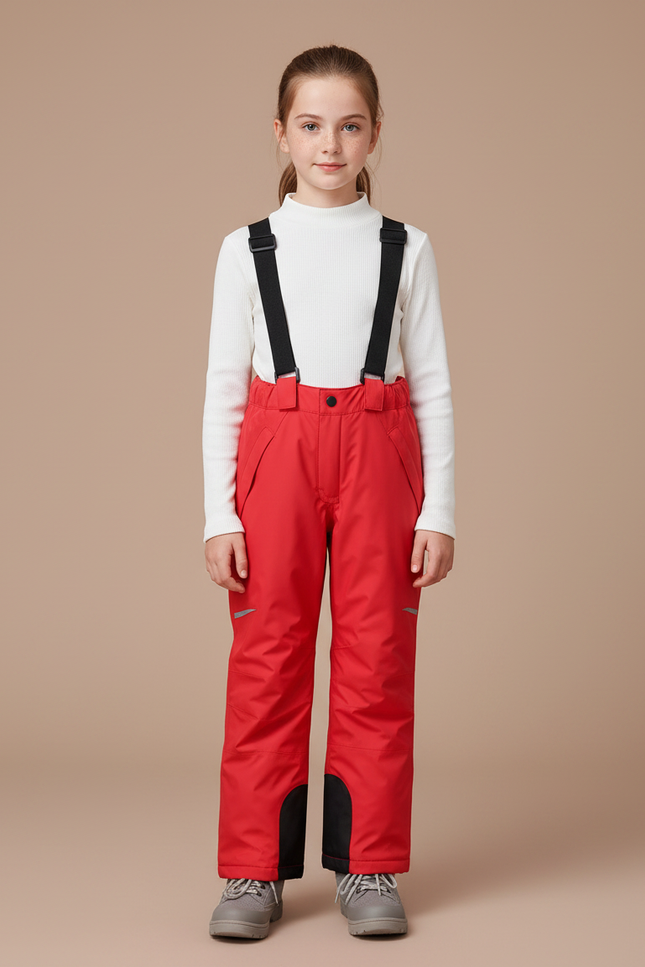 Pantalon De Pluie Rouge Imperméable Enfant Salopette Hiver - Polyester