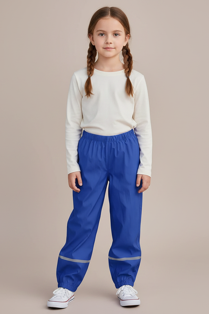 Pantalon De Pluie Bleu Imperméable Ample Réfléchissant Enfant - Polyester