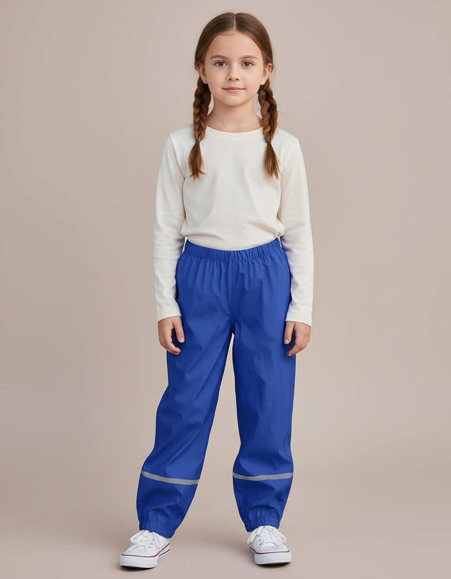 Pantalon De Pluie Bleu Imperméable Ample Réfléchissant Enfant - Polyester