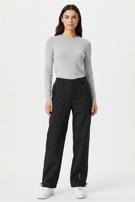 Pantalon De Pluie Noir Coupe Droite Imperméable Femme - Polyester