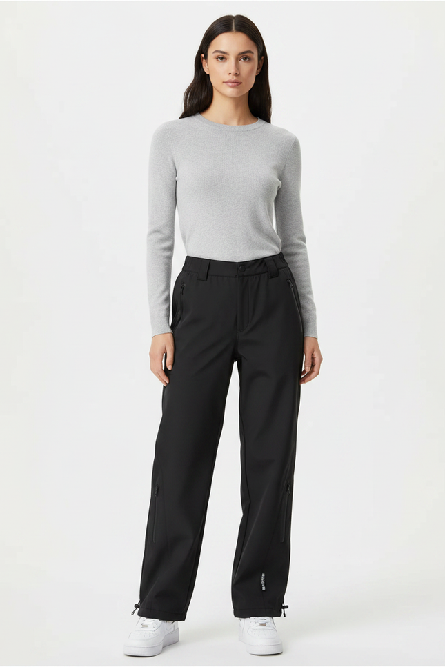 Pantalon De Pluie Noir Coupe Droite Imperméable Femme - Polyester