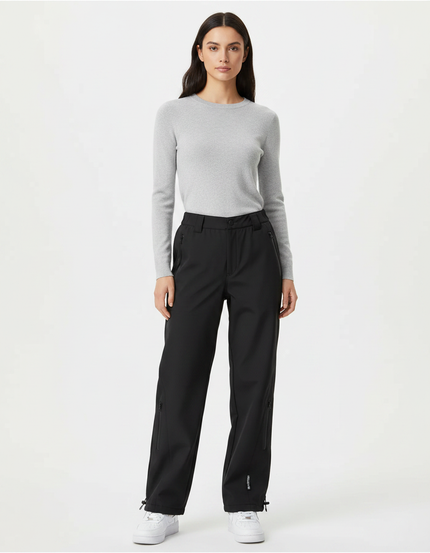 Pantalon De Pluie Noir Coupe Droite Imperméable Femme - Polyester