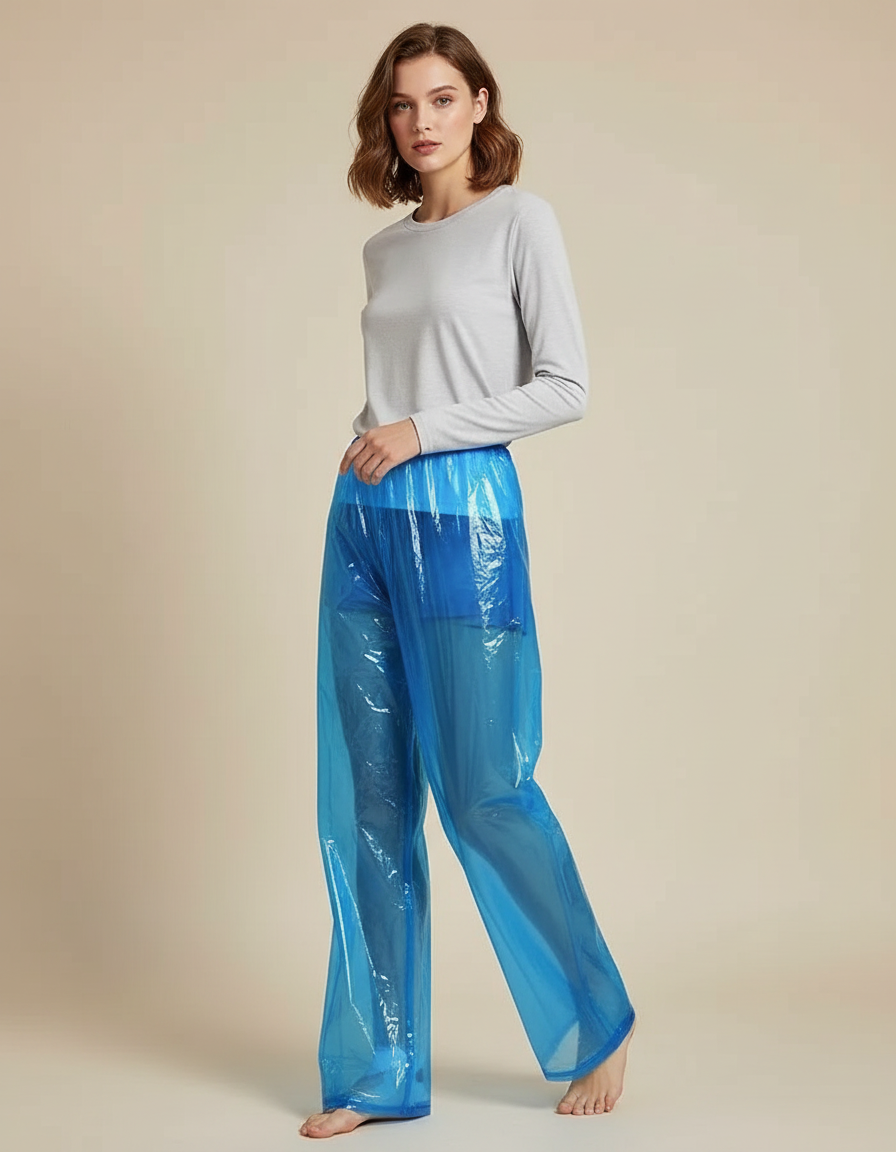 Pantalon Pluie Transparent - Bleu Polyester