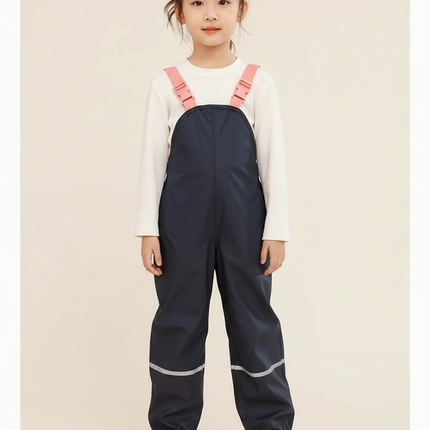 Pantalon De Pluie Bleu Marine Imperméable Bretelles Enfant - Polyester