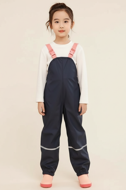 Pantalon De Pluie Bleu Marine Imperméable Bretelles Enfant - Polyester