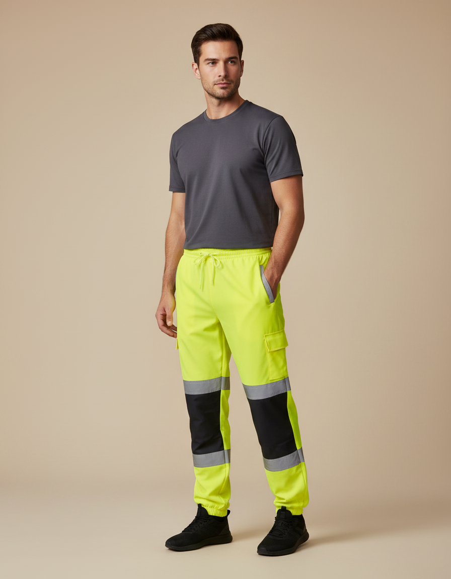 Pantalon De Pluie Jaune Fluo Réfléchissant Cargo Homme - Polyester