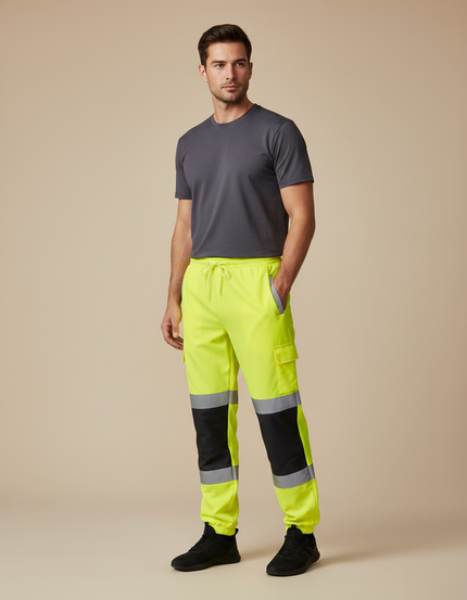 Pantalon De Pluie Jaune Fluo Réfléchissant Cargo Homme - Polyester