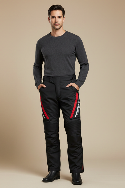 Pantalon De Pluie Noir Réfléchissant Moto Homme - Polyester