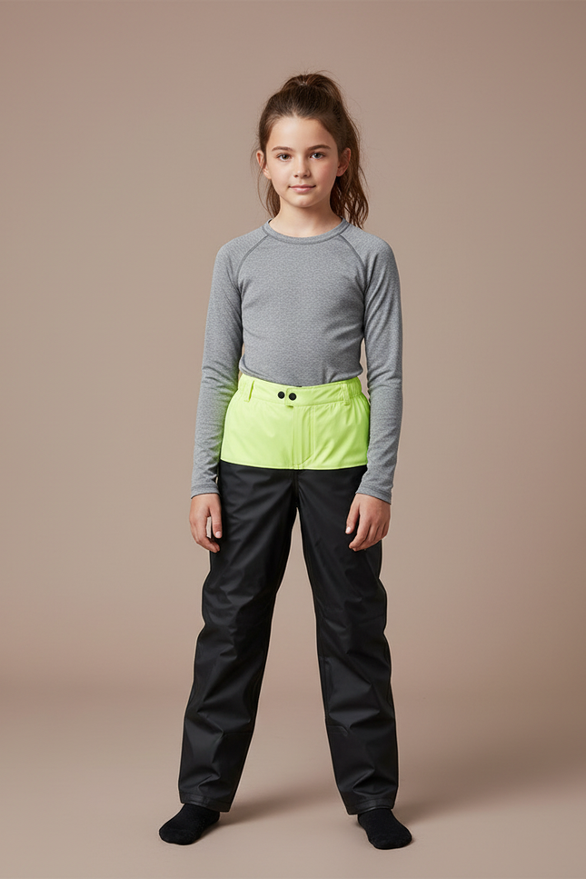 Pantalon De Pluie Noir Imperméable Enfant Ajustable Sportif - Polyester
