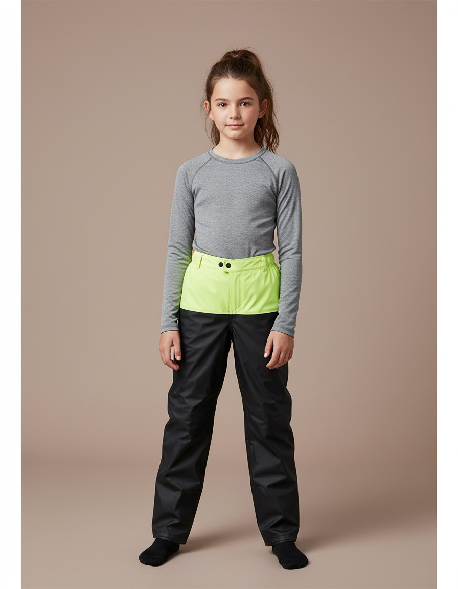 Pantalon De Pluie Noir Imperméable Enfant Ajustable Sportif - Polyester