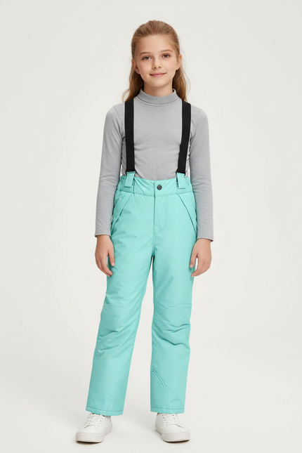 Pantalon De Pluie Turquoise Bretelles Enfant Imperméable Hiver - Bleu Polyester
