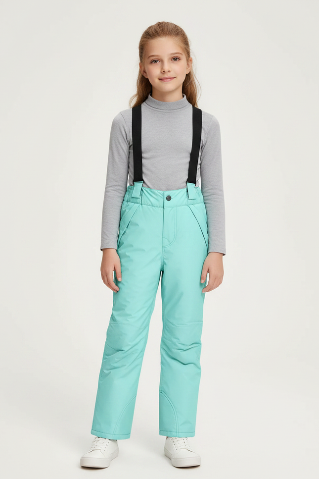 Pantalon De Pluie Turquoise Bretelles Enfant Imperméable Hiver - Bleu Polyester