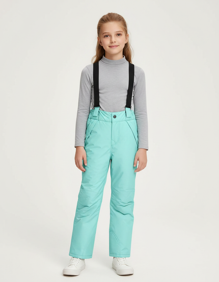 Pantalon De Pluie Turquoise Bretelles Enfant Imperméable Hiver - Bleu Polyester