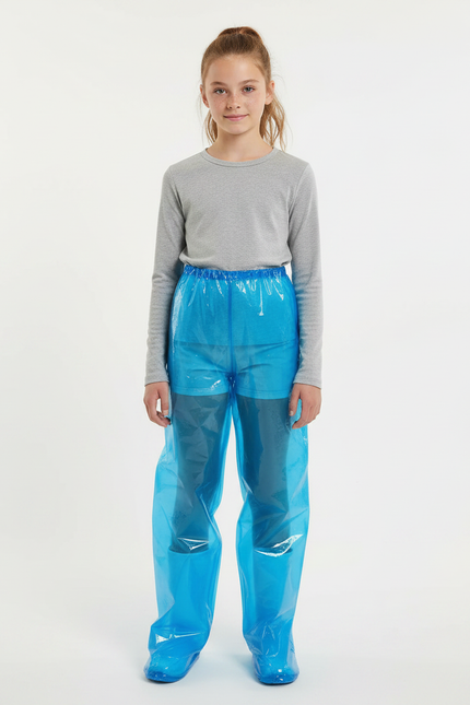 Pantalon De Pluie Bleu Transparent Jetable Ample Enfant - Polyester