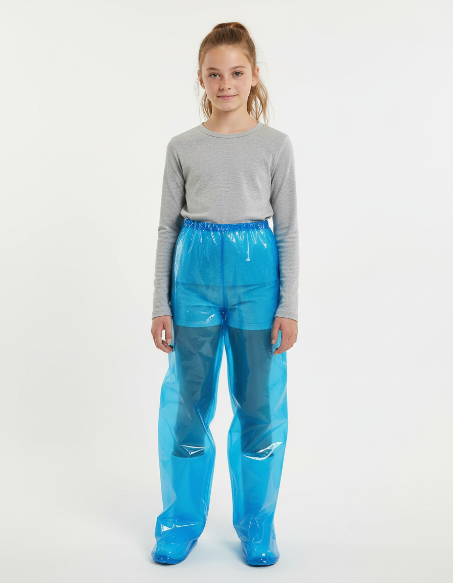 Pantalon De Pluie Bleu Transparent Jetable Ample Enfant - Polyester