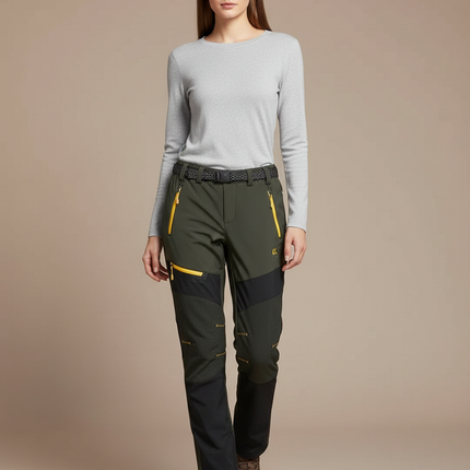 Pantalon De Pluie Vert Kaki Randonnée Softshell Femme - Polyester