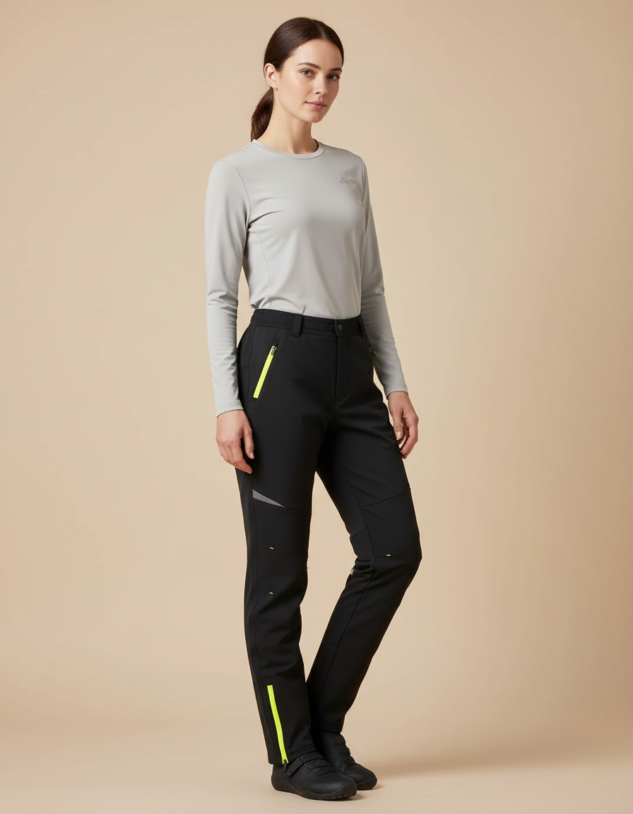 Pantalon De Pluie Vélo À Fermeture Éclair - Noir Polyester