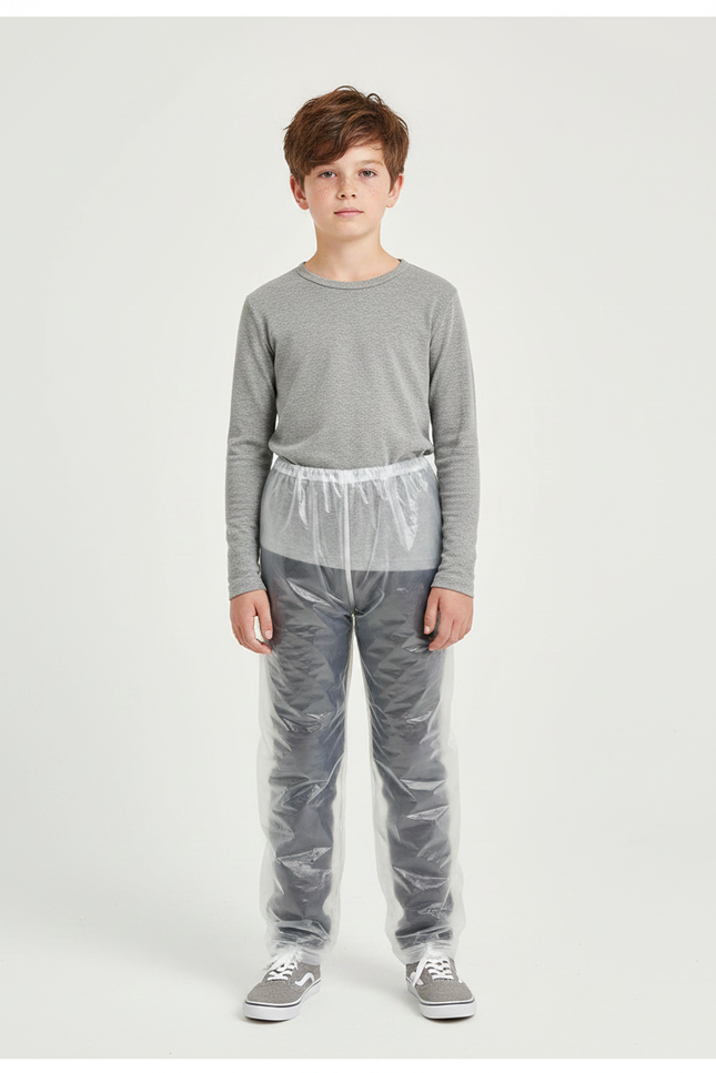 Pantalon De Pluie Transparent Jetable Enfant Léger - Blanc Polyester
