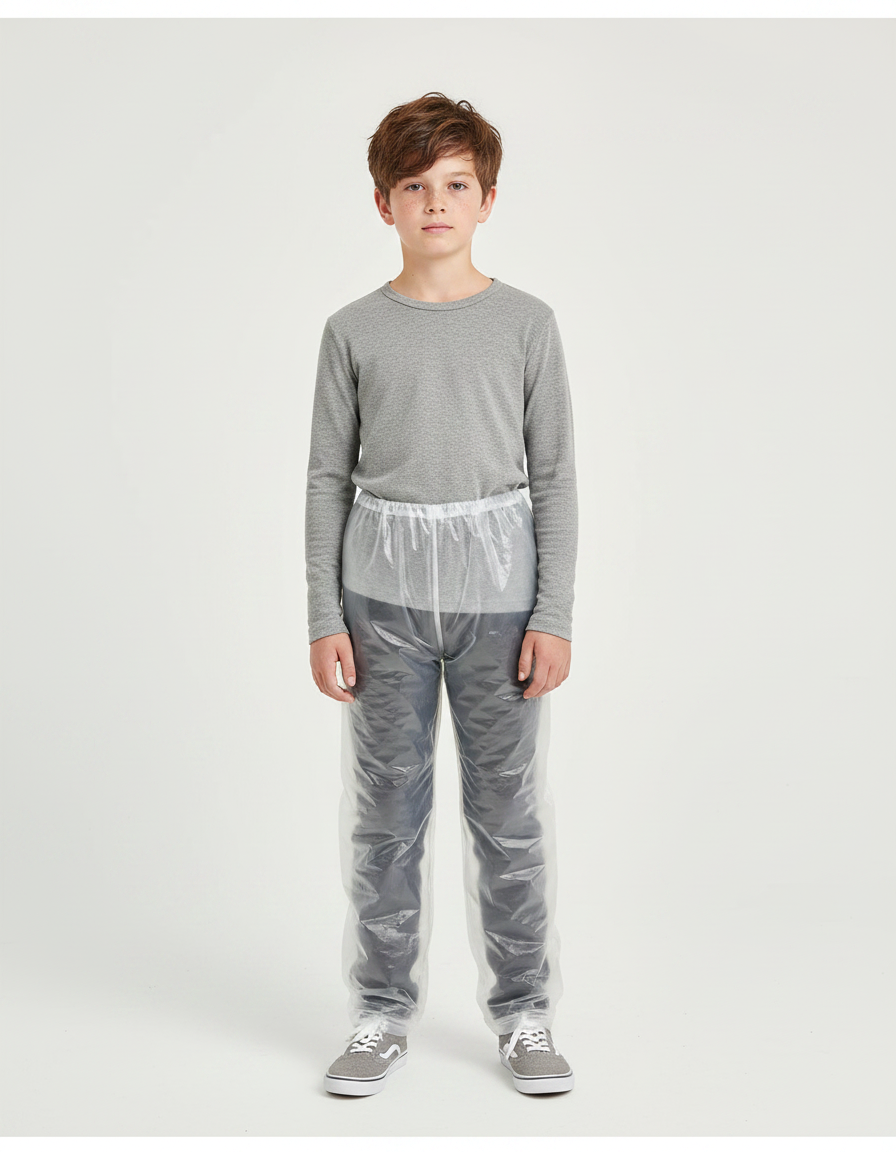 Pantalon De Pluie Transparent Jetable Enfant Léger - Blanc Polyester