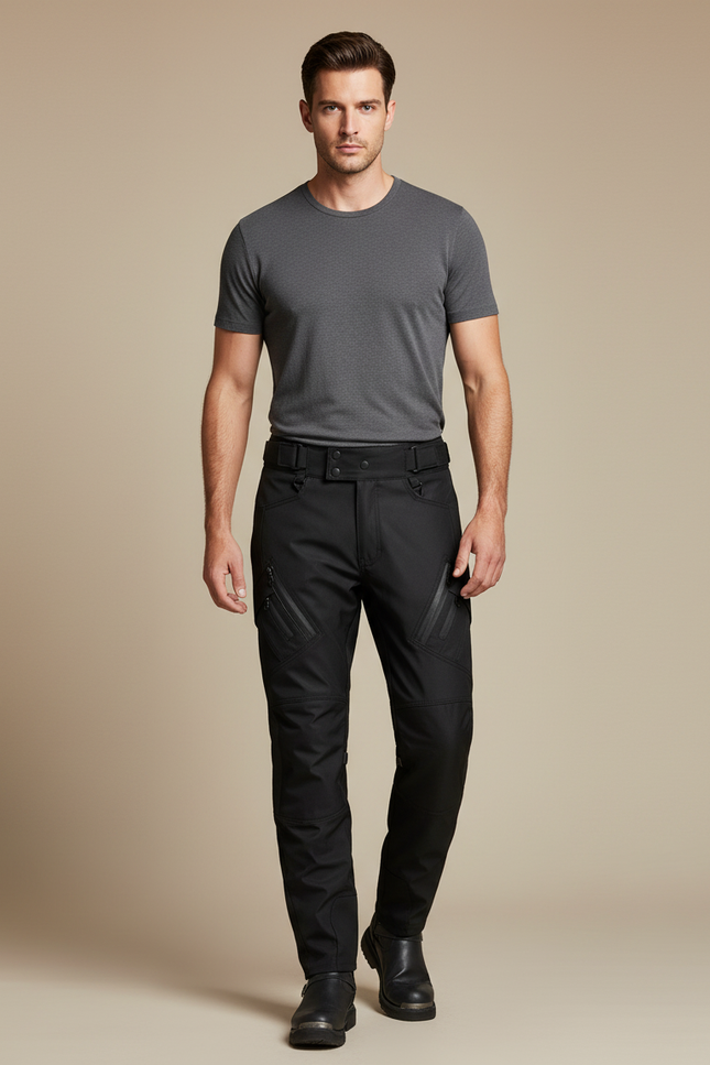 Pantalon De Pluie Noir Cargo Imperméable Renforcé Homme - Polyester