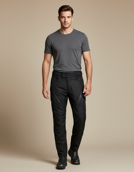 Pantalon De Pluie Noir Cargo Imperméable Renforcé Homme - Polyester