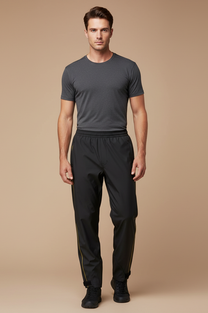 Pantalon De Pluie Noir Imperméable Homme Sport Double-couche - Polyester
