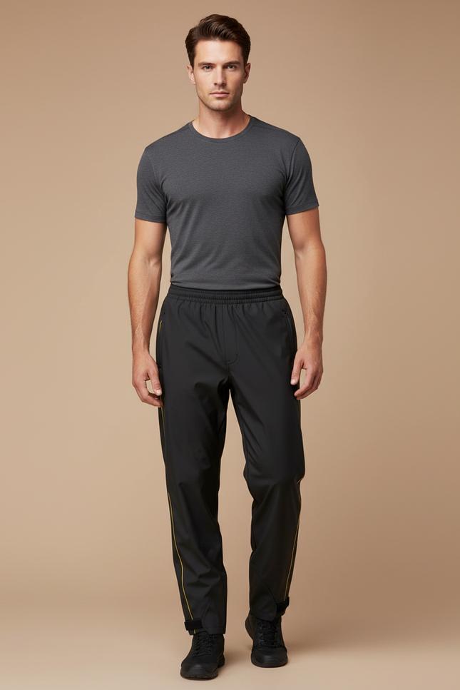 Pantalon De Pluie Noir Imperméable Homme Sport Double-couche - Polyester