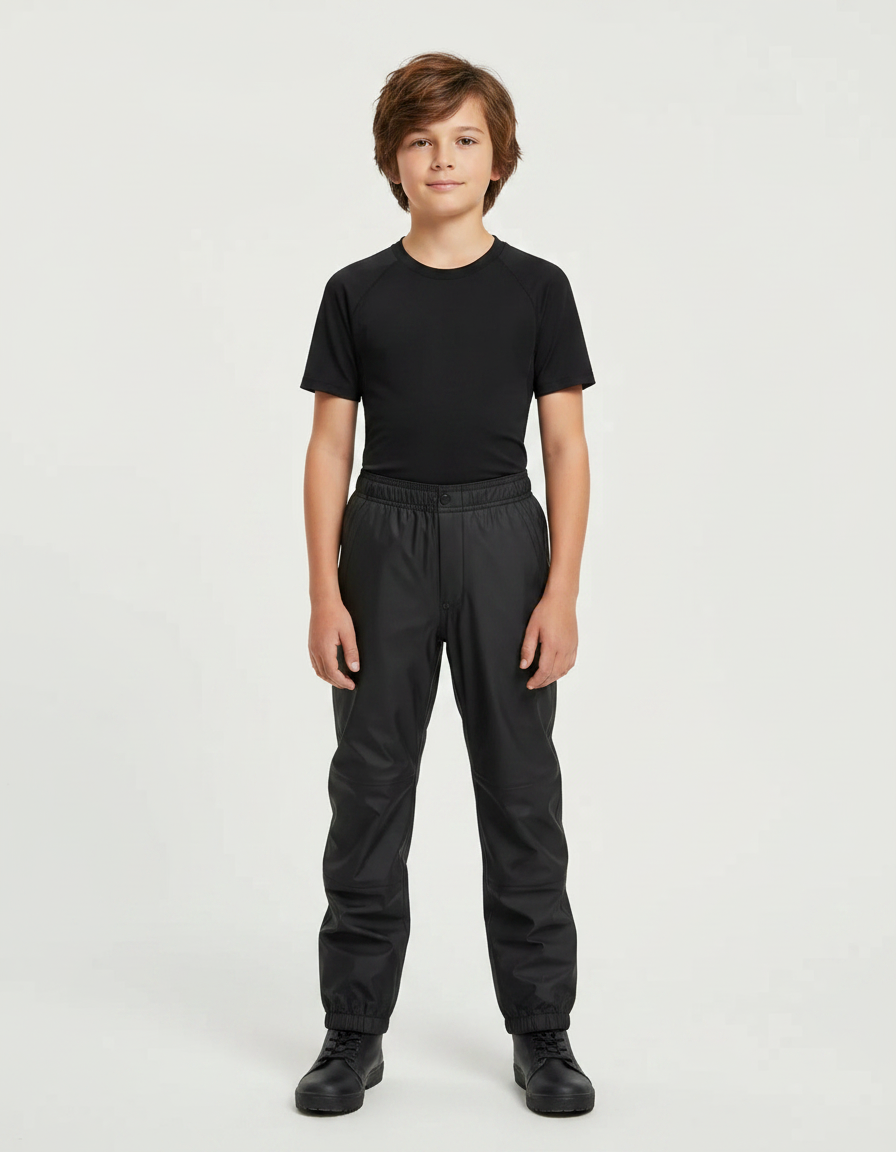Pantalon De Pluie Noir Enfant Imperméple Ajustable Simple - Polyester