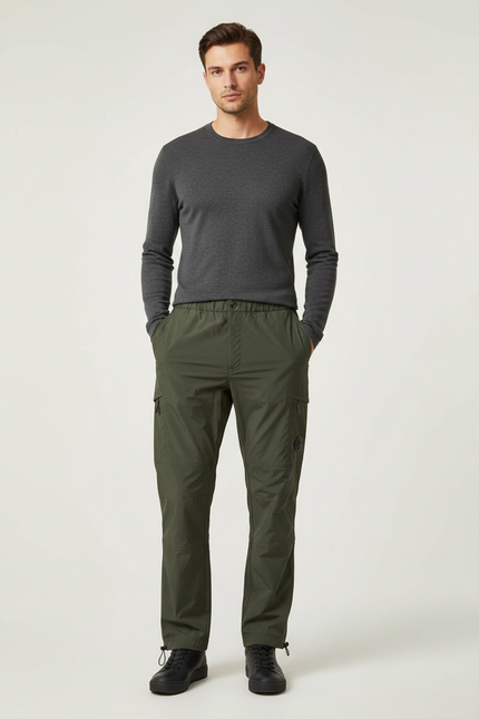 Pantalon De Pluie Vert Kaki Cargo Droit Homme - Polyester