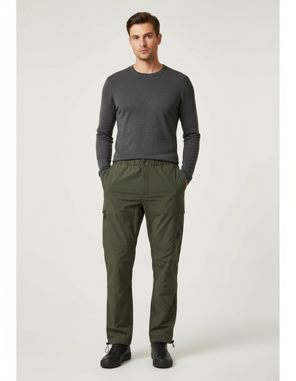 Pantalon De Pluie Vert Kaki Cargo Droit Homme - Polyester