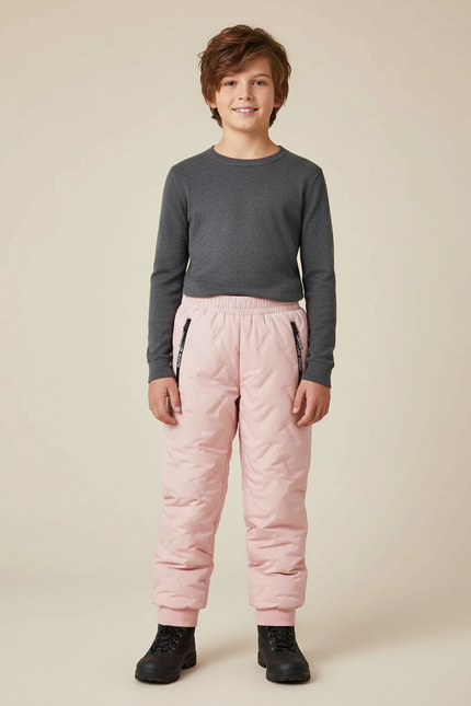 Pantalon De Pluie Rose Matelassé Imperméable Enfant Élastique - Polyester