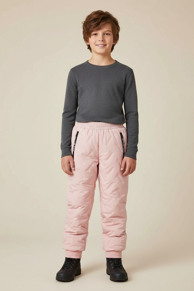 Pantalon De Pluie Rose Matelassé Imperméable Enfant Élastique - Polyester