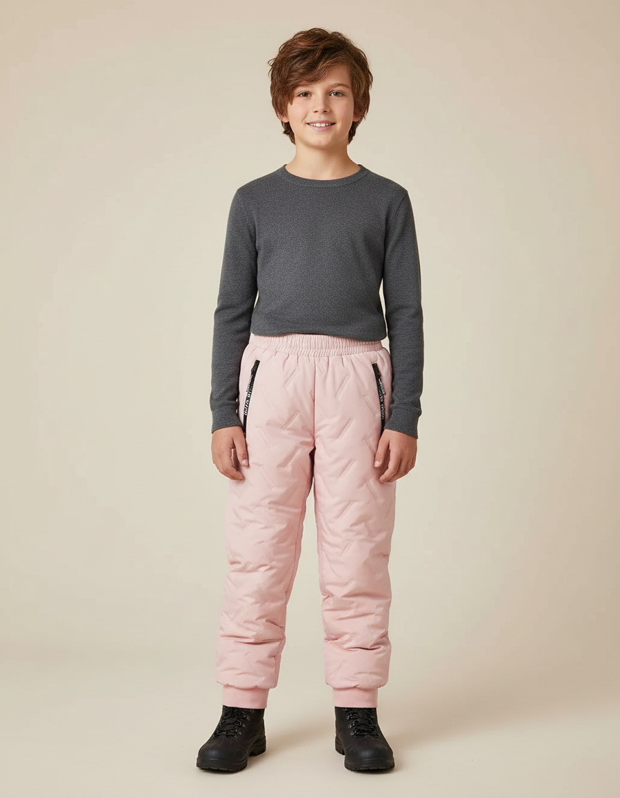 Pantalon De Pluie Rose Matelassé Imperméable Enfant Élastique - Polyester