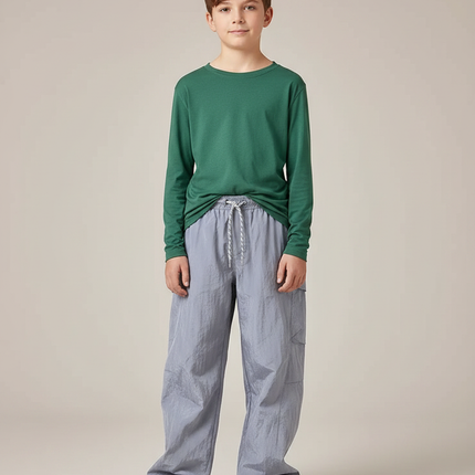 Pantalon De Pluie Gris Ample Léger Cordon Enfant - Polyester