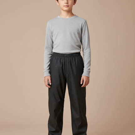 Pantalon De Pluie Noir Imperméable Unisexe Coupe Droite - Polyester