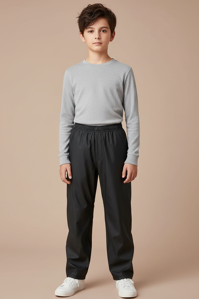 Pantalon De Pluie Noir Imperméable Unisexe Coupe Droite - Polyester