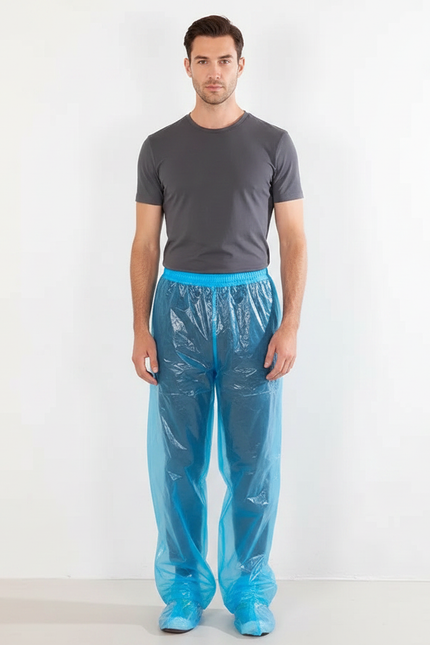 Pantalon De Pluie Bleu Transparent Jetable Ample Homme - Polyester
