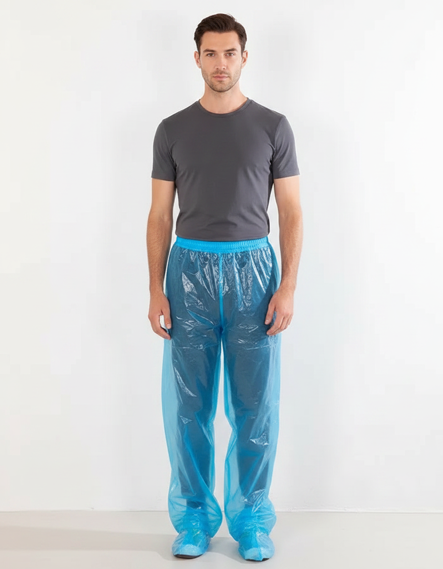 Pantalon De Pluie Bleu Transparent Jetable Ample Homme - Polyester