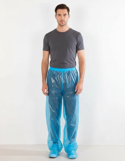 Pantalon De Pluie Bleu Transparent Jetable Ample Homme - Polyester