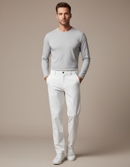 Pantalon De Pluie Blanc Homme Imperméable Décontracté Slim - Polyester