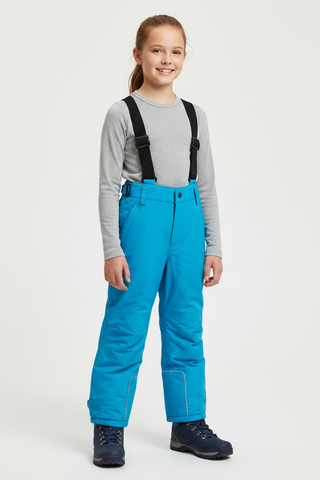 Pantalon De Pluie Bleu Enfant Bretelles Imperméable Hiver - Polyester