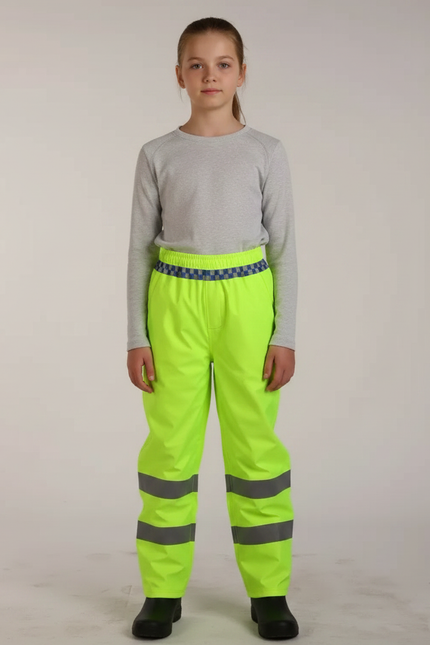 Pantalon De Pluie Jaune Fluo Imperméable Réfléchissant Enfant - Polyester