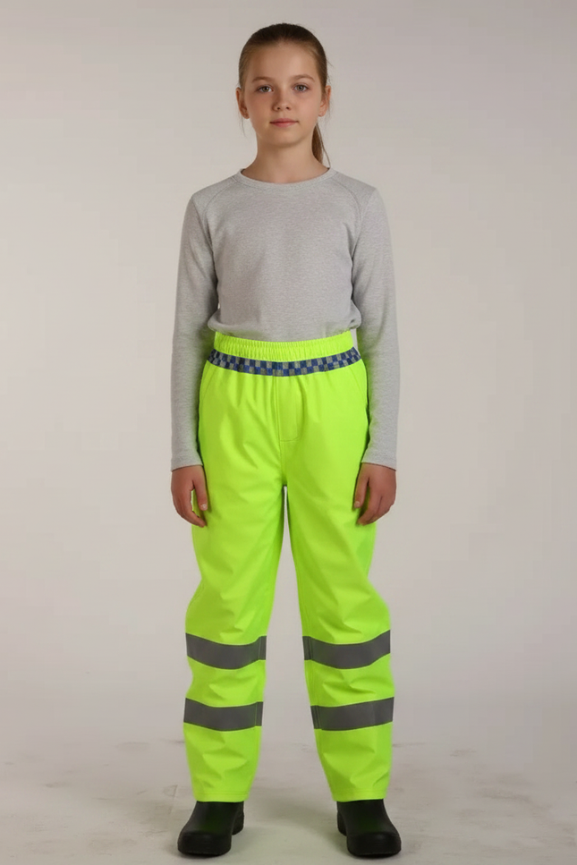 Pantalon De Pluie Jaune Fluo Imperméable Réfléchissant Enfant - Polyester